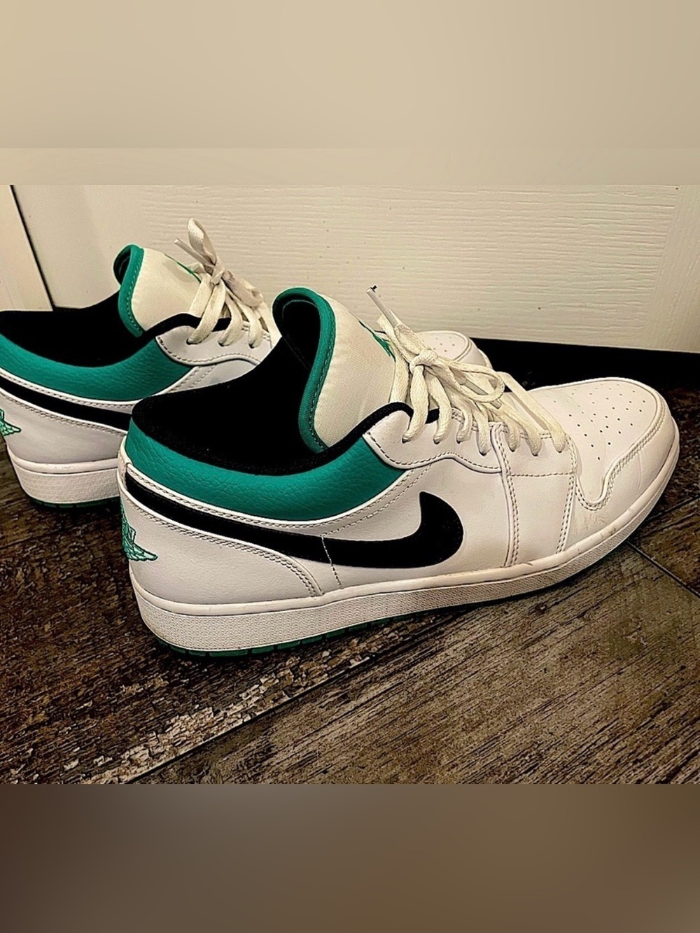 Jordan Lows Nike White and Green Mens Sneakers